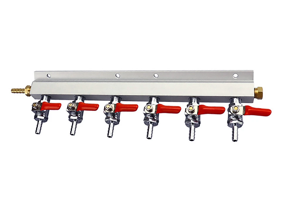 Gas Distributor - CO2 Manifold 6-way 1/4" Barb