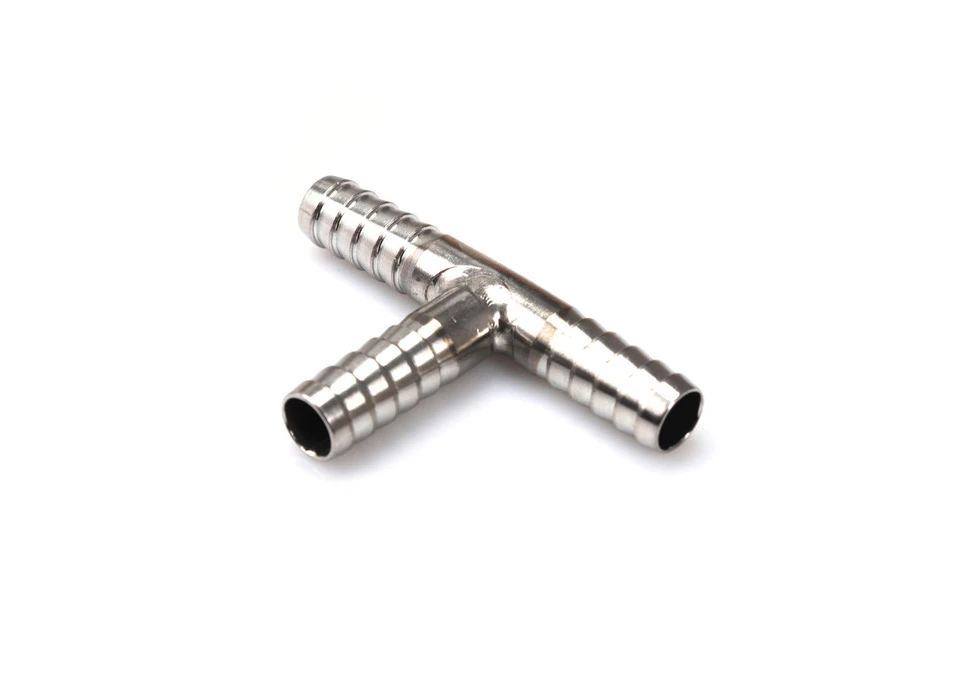 T-connector Stainless with 8mm hose barbs