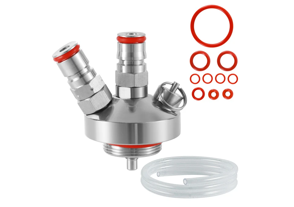 Mini Keg Lid with Ball Locks, PRV and silicone hose